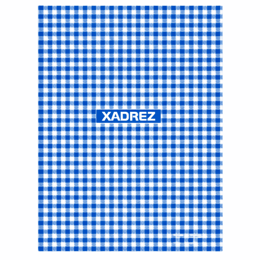 Caderno Universitário Costurado Xadrez Azul 96 Folhas