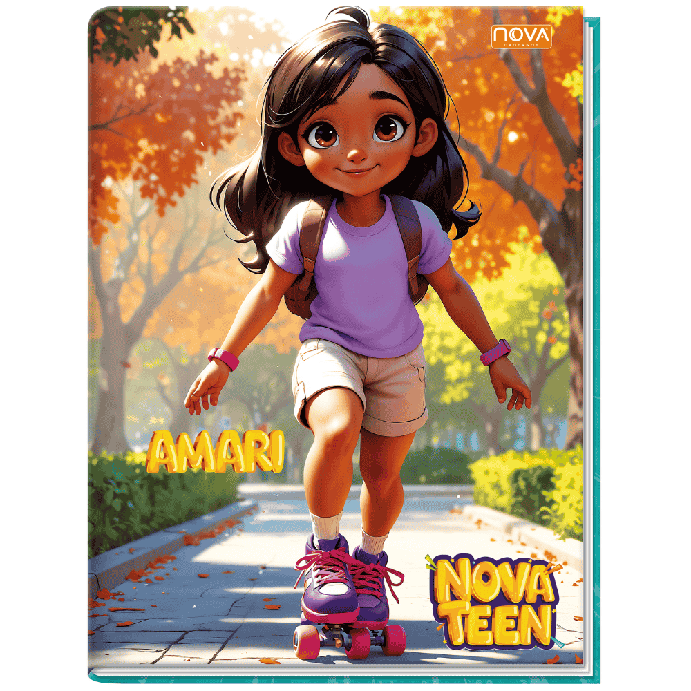 Caderno 1/4 Costurado De Caligrafia Capa Dura Nova Teen Multi
