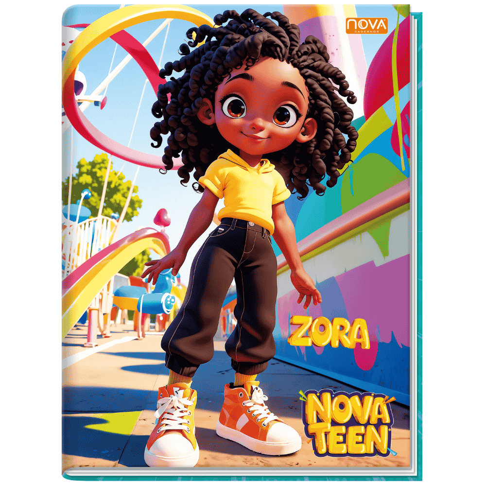Caderno 1/4 Costurado De Caligrafia Capa Dura Nova Teen Multi
