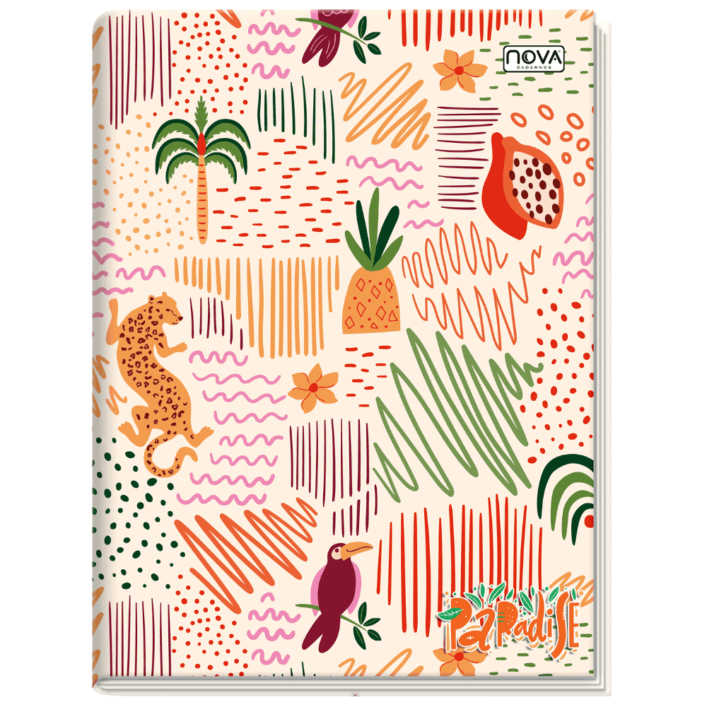 Caderno 1/4 Costurado Capa Dura 96 Folhas Paradise Multi