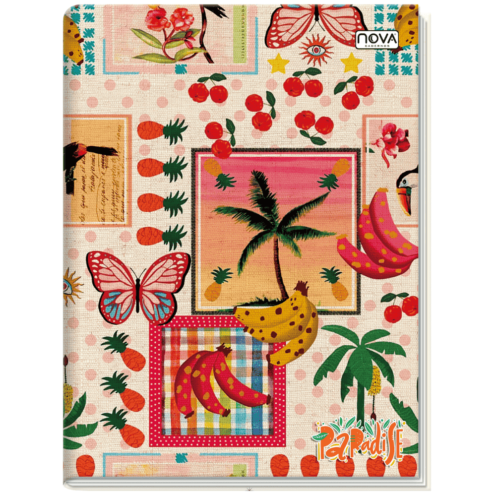 Caderno 1/4 Costurado Capa Dura 96 Folhas Paradise Multi
