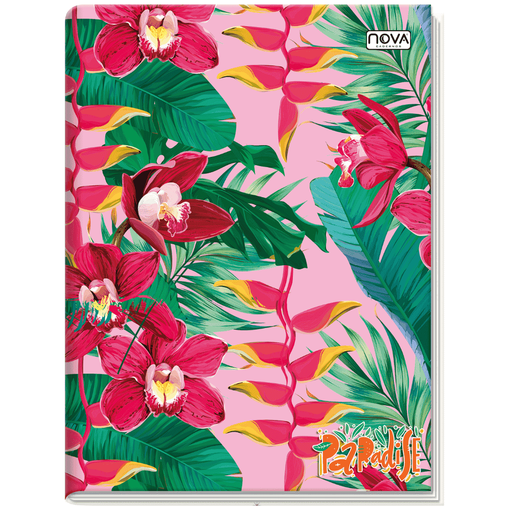 Caderno 1/4 Costurado Capa Dura 96 Folhas Paradise Multi