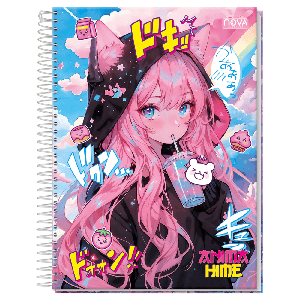 Caderno Universitário Espiral Capa Dura Animahime