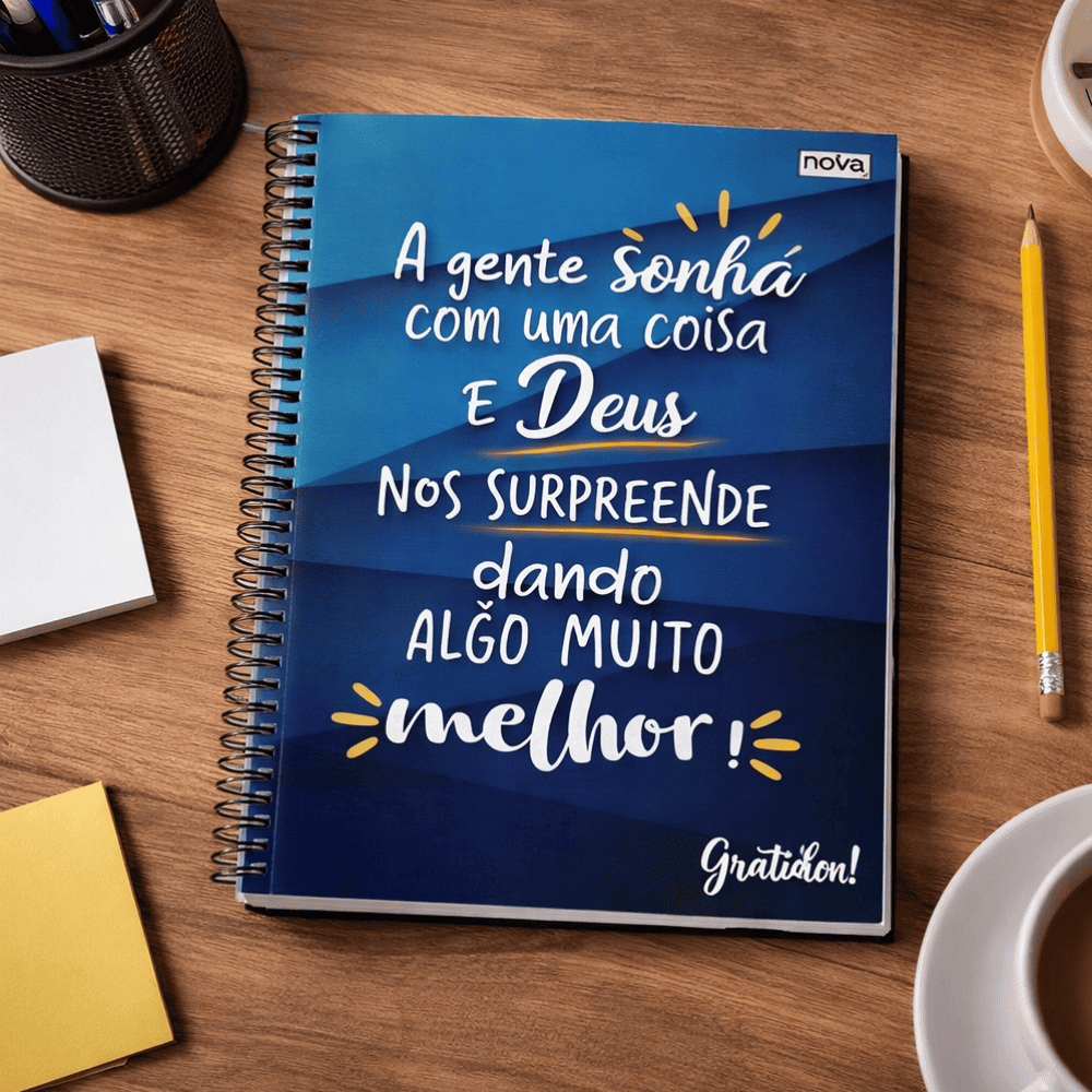 Caderno Universitário Espiral 10 Matérias 160 Folhas Grateful Multi