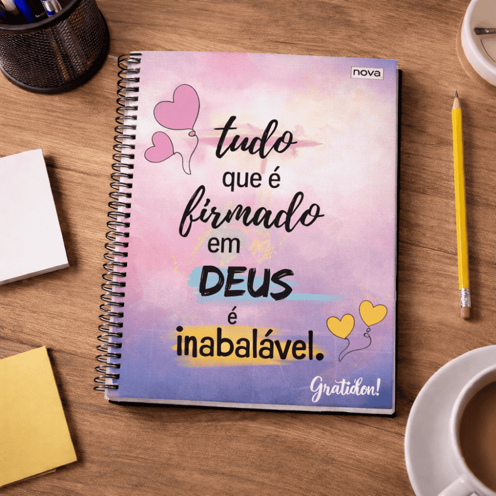 Caderno Universitário Espiral 10 Matérias 160 Folhas Grateful Multi