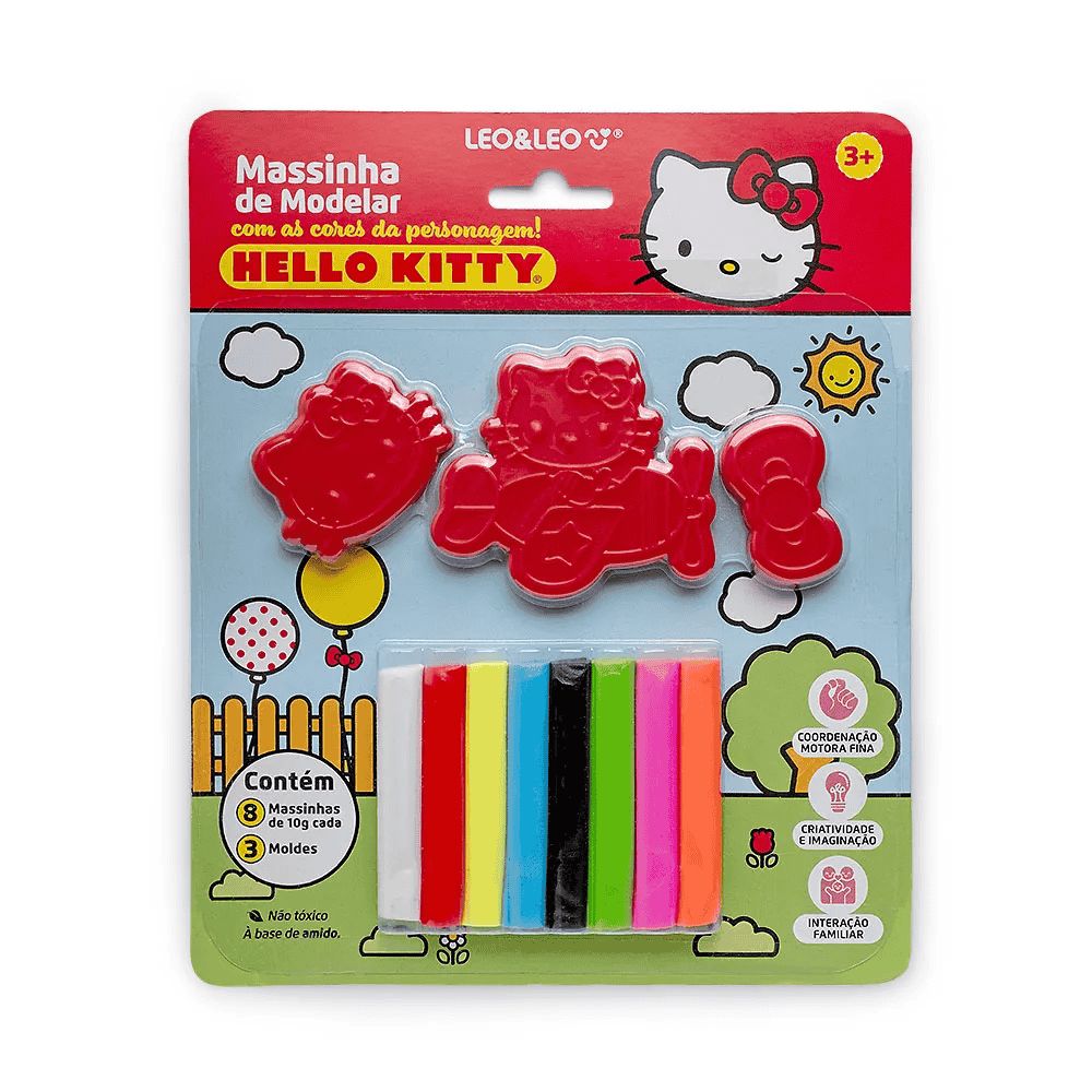 Massinha De Modelar Com Molde Hello Kitty 80G Leo E Leo