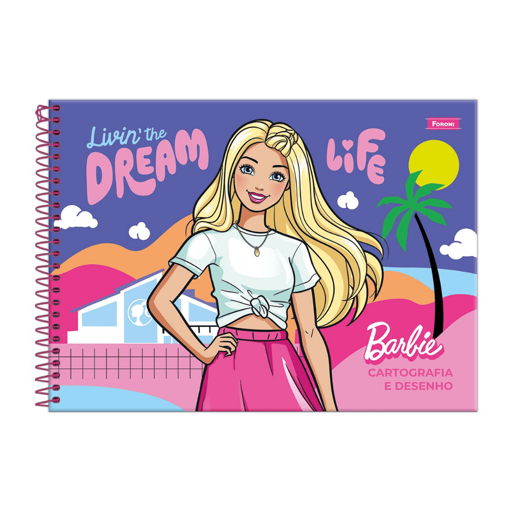 Caderno Cartografia Capa Dura 80 Folhas Barbie Foroni