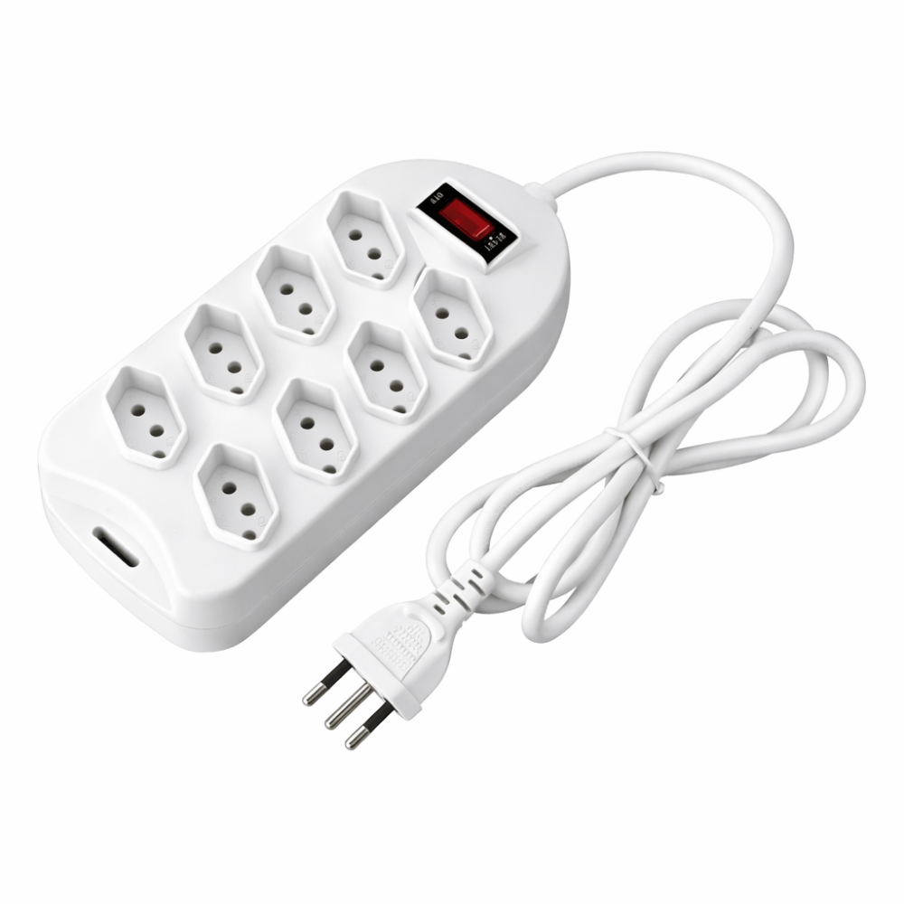 Extensão 8 Tomadas com Interruptor 1,5m Yins