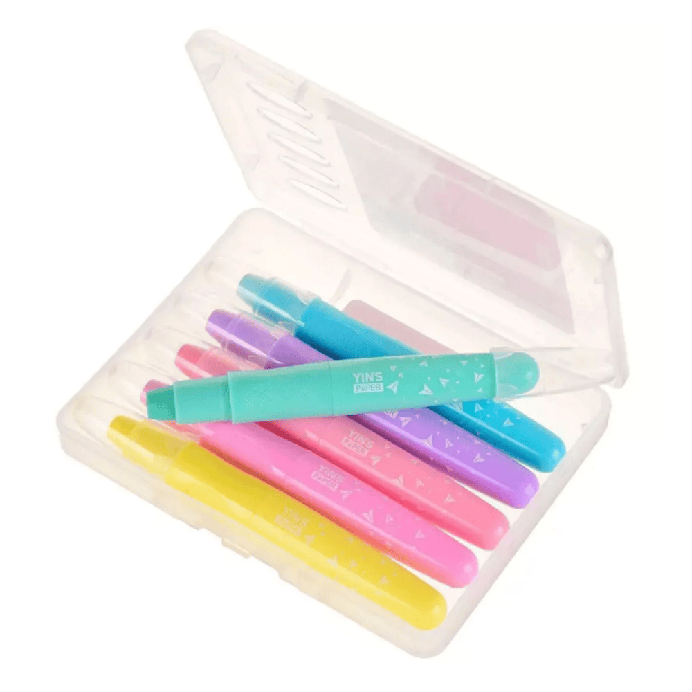 Giz De Cera Retrátil 6 Cores Pastéis Super Macio Yins