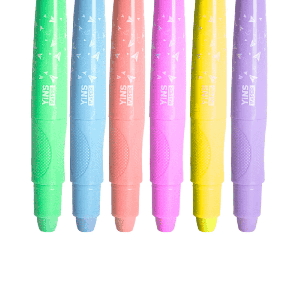Giz De Cera Retrátil 6 Cores Pastéis Super Macio Yins