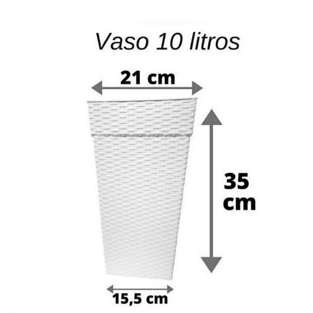Vaso Quadrado Coluna Rattan Pequeno Marmorizado 10L Plasnew