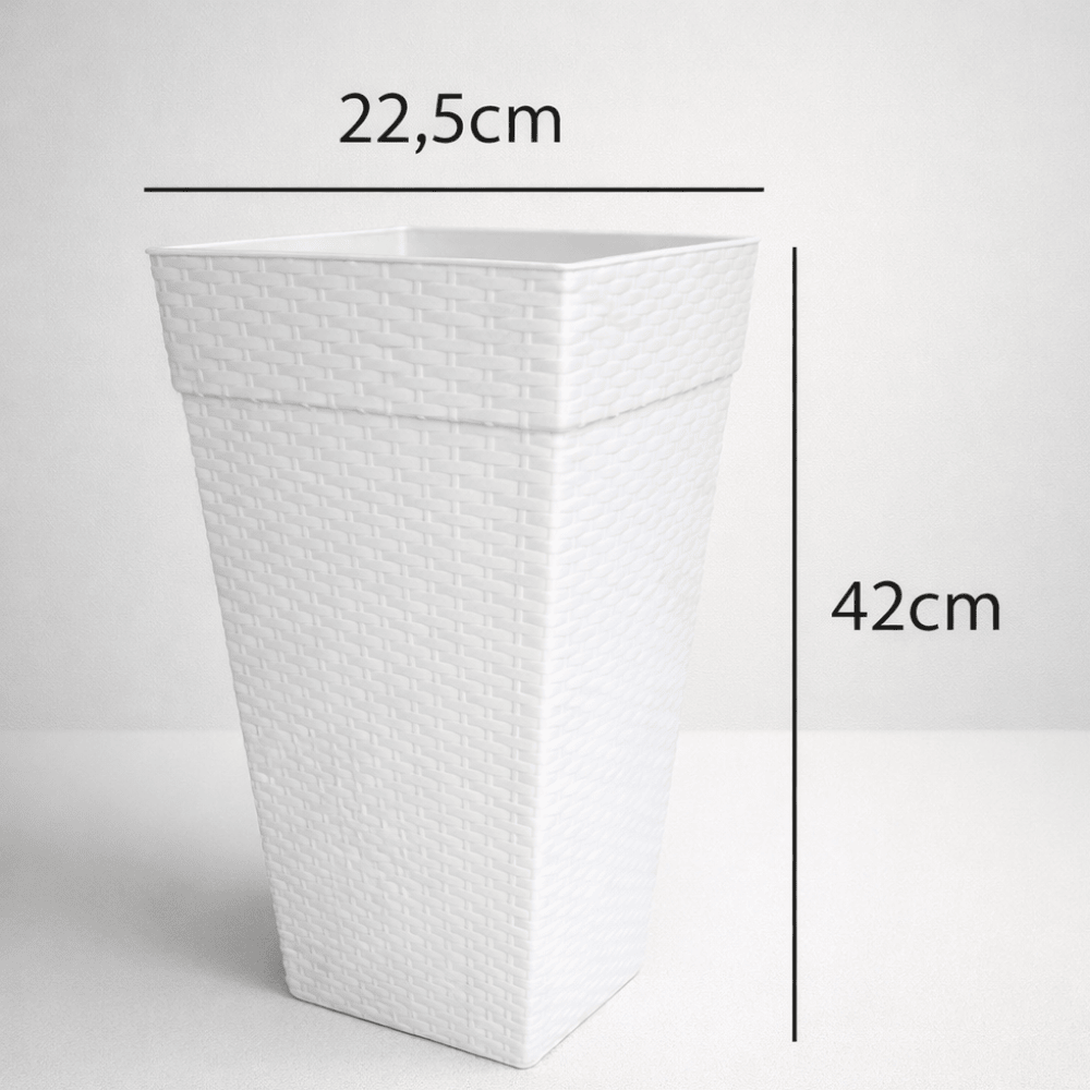 Vaso Quadrado Coluna Rattan Médio Marmorizado 17,5L Plasnew