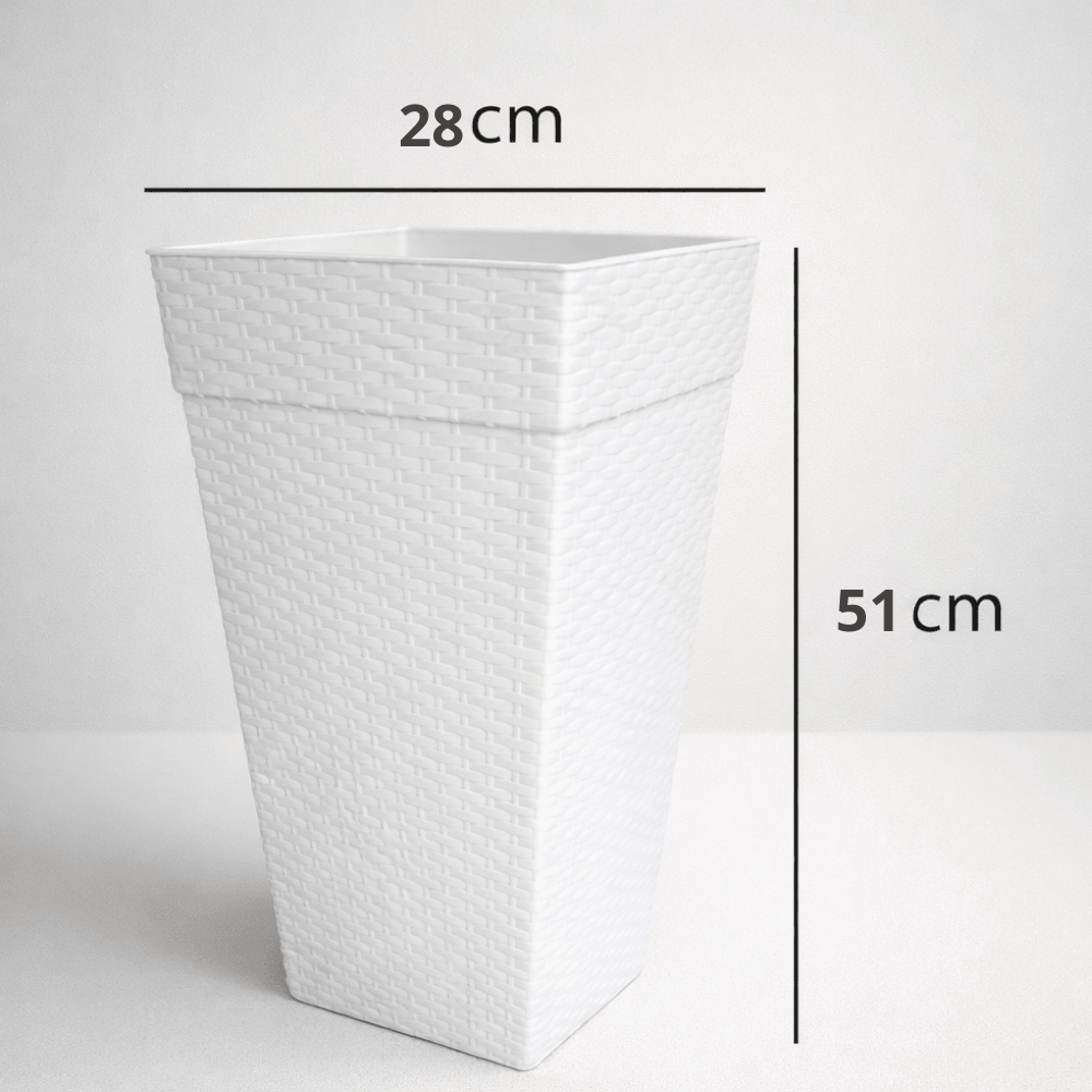 Vaso Quadrado Coluna Rattan Grande Marmorizado 28L Plasnew