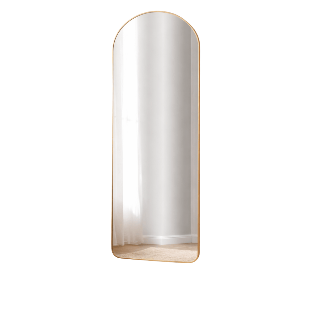 Espelho Decorativo Oval Base Reta Moldura Dourada Yins