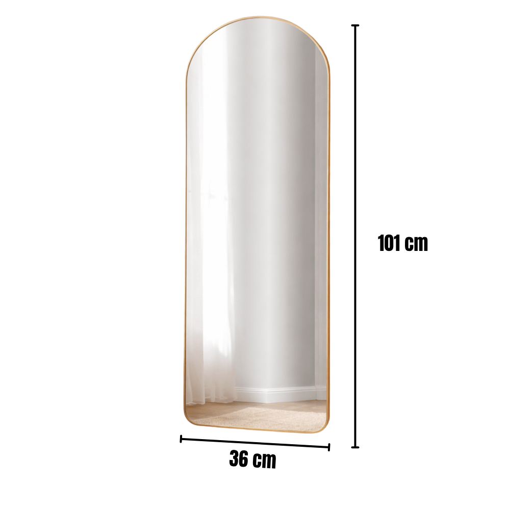 Espelho Decorativo Oval Base Reta Moldura Dourada Yins