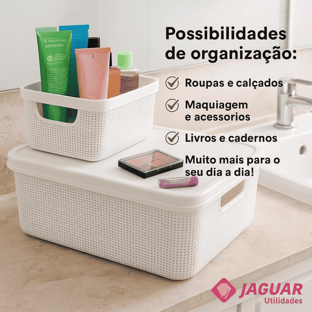 Caixa Organizadora Juta 5L Branca Jaguar