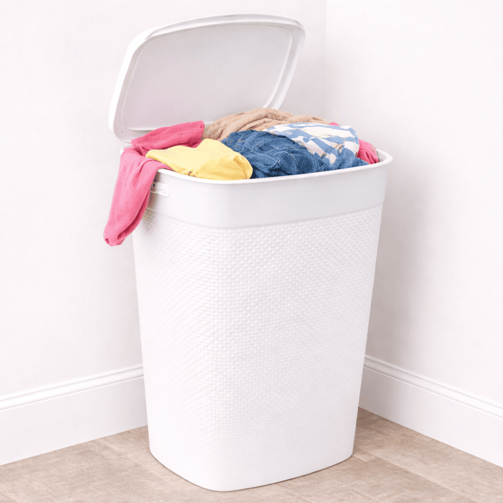 Cesto Naturalle Rattan Com Tampa 40L Branco Rischioto