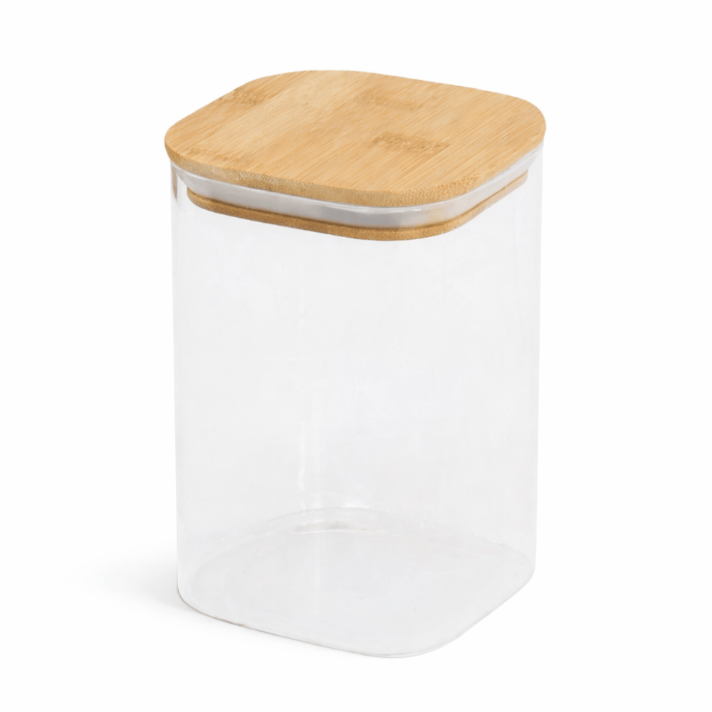 Pote Boro Quadrado Tampa Bambu 850ml