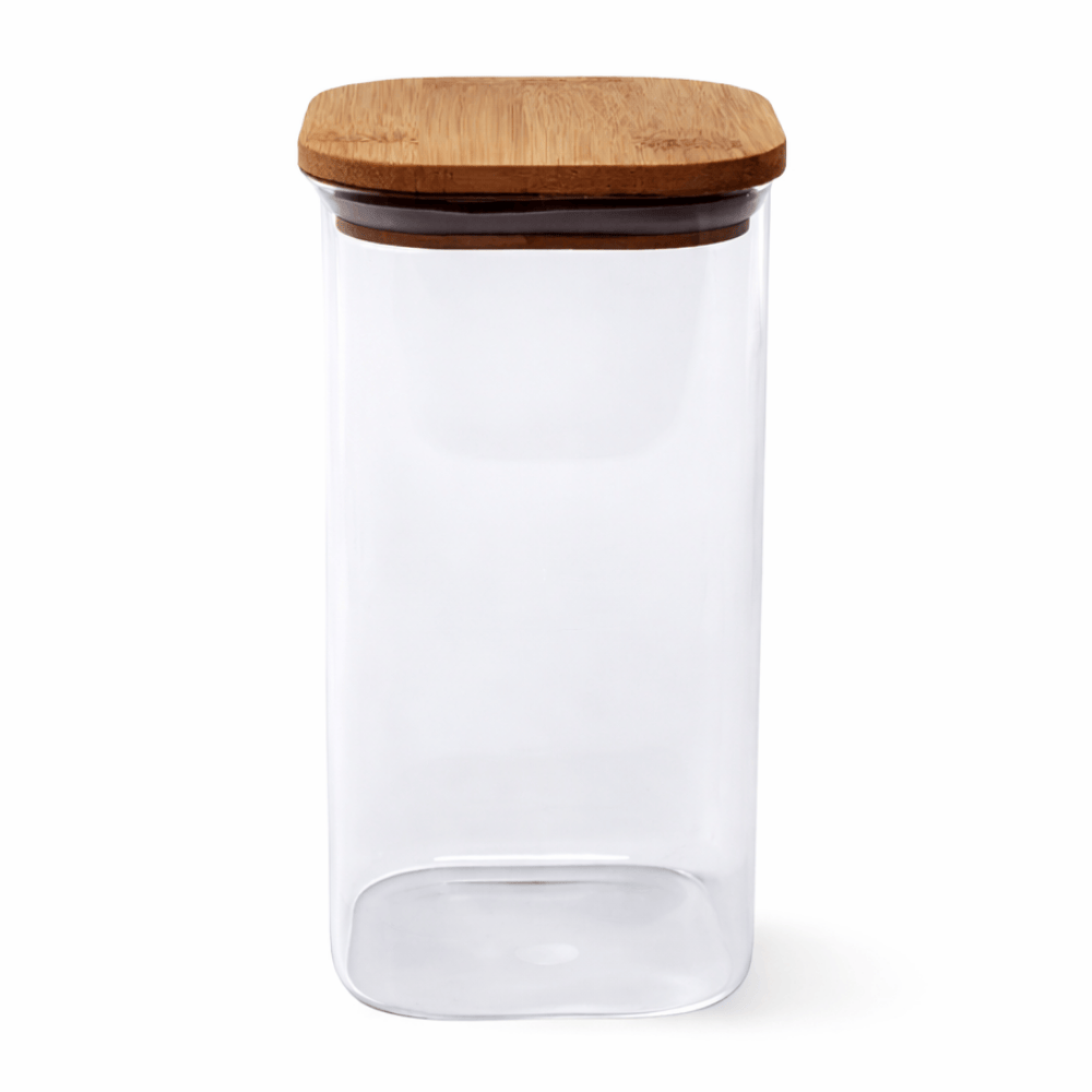 Pote Quadrado Tampa Bambu 1100ml