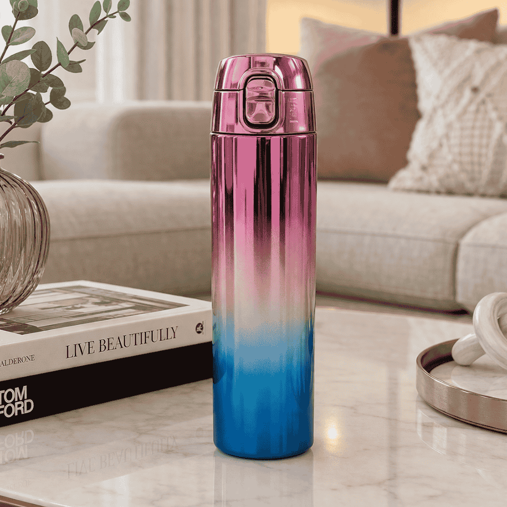 Garrafa Push Degradê 400ml Isotérmica Golden