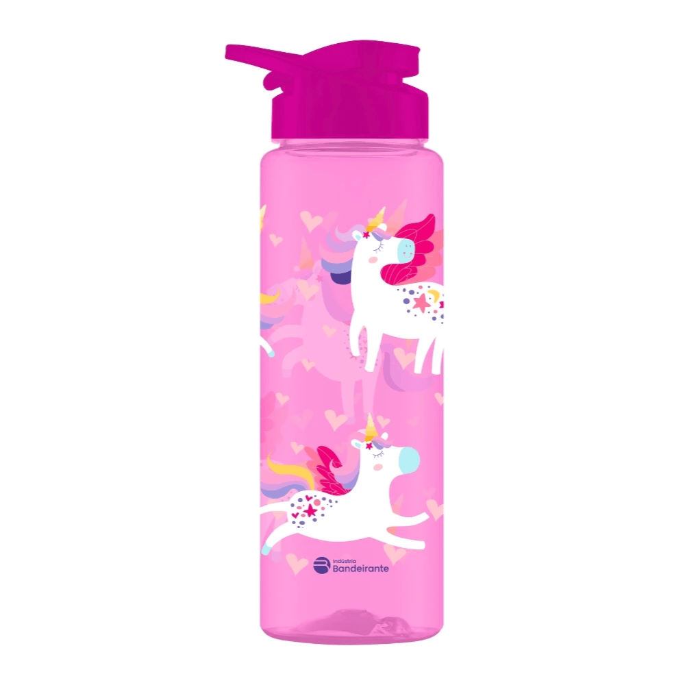 Squeeze Rosa 750ml Unicórnio Bandeirantes