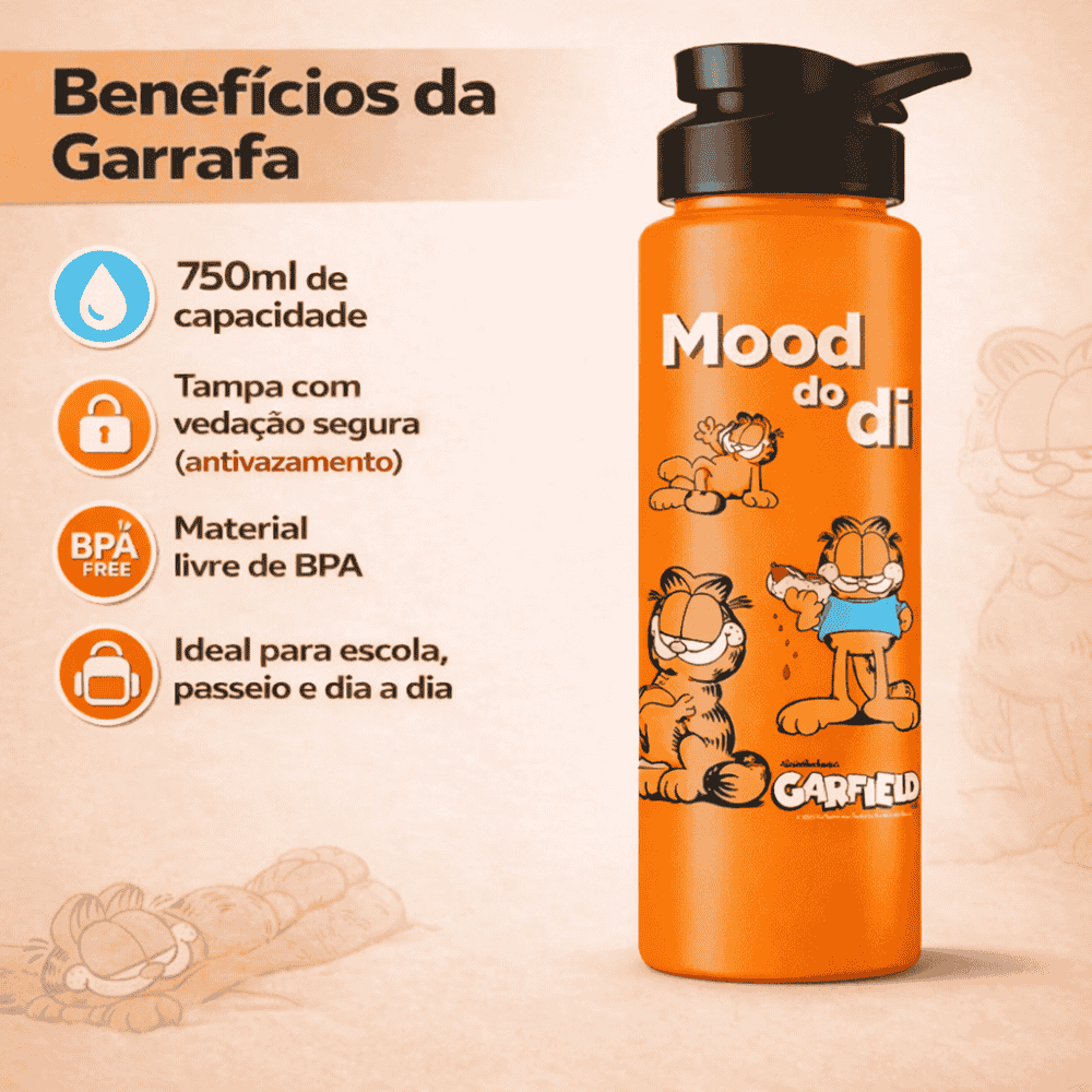Squeeze Sport Laranja 750ml Garfield Lasanha Bandeirantes