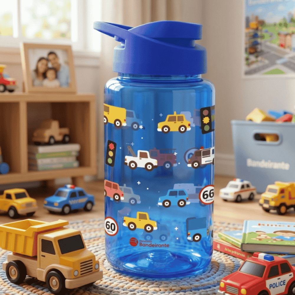 Squeeze Azul 500ml Carrinhos Bandeirantes