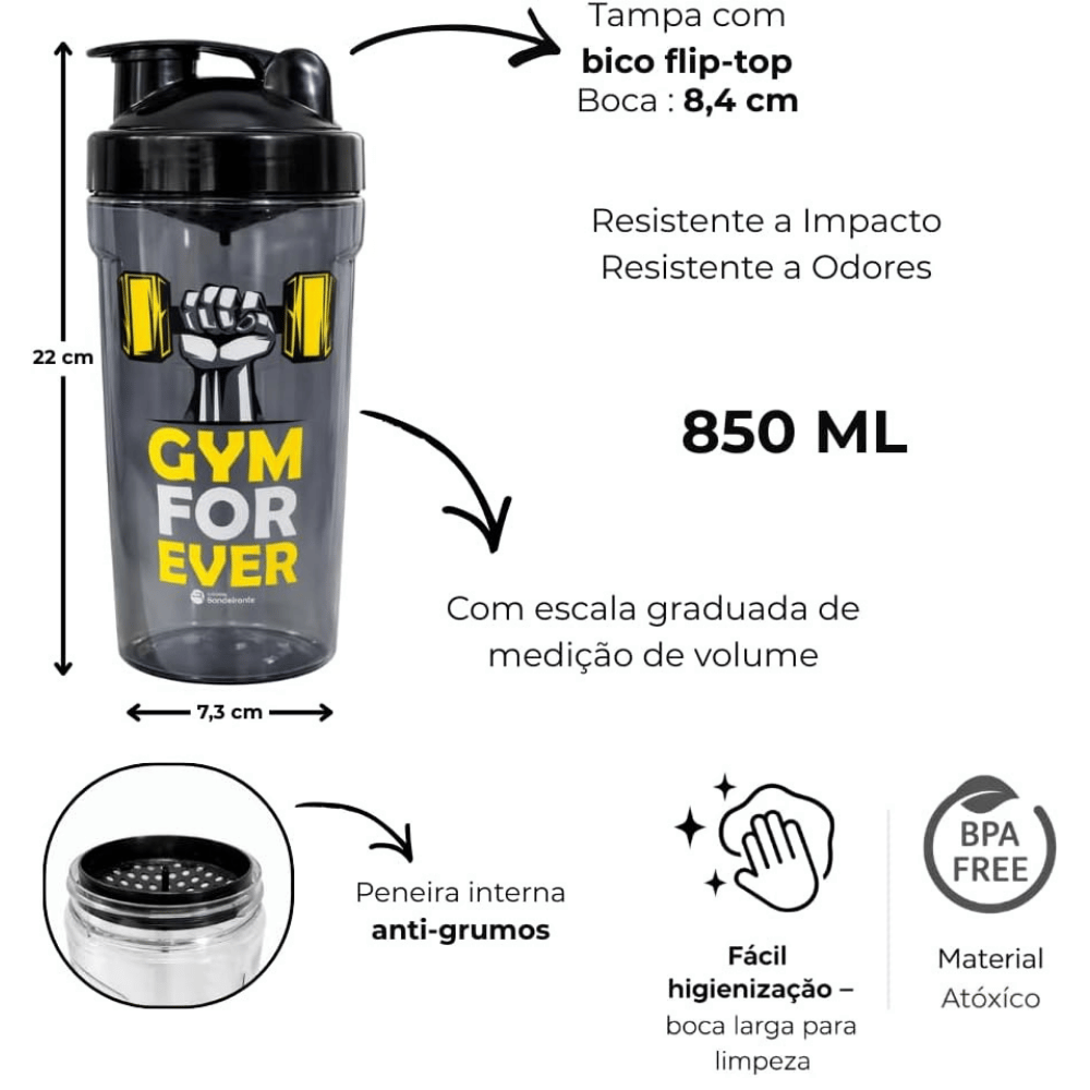 Shakeira Preta 850ml Gym For Ever Bandeirantes