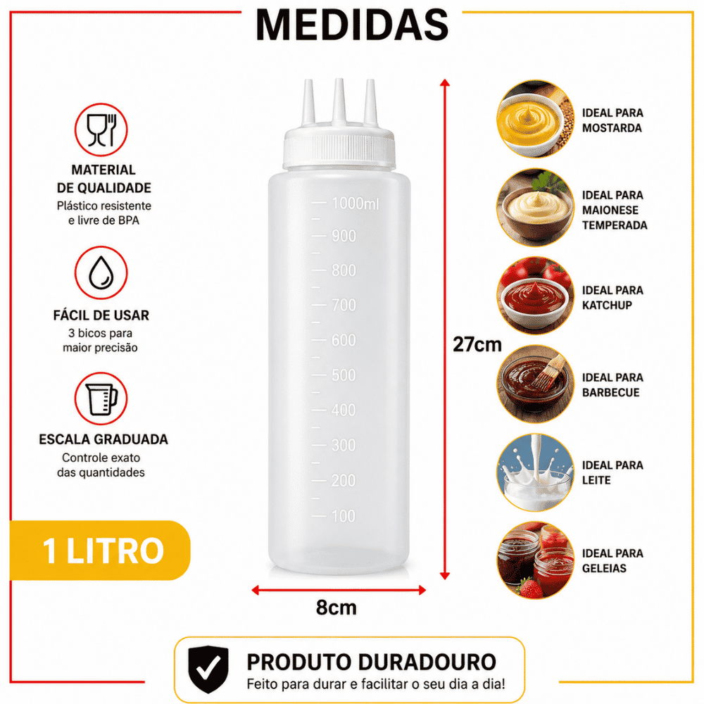 Bisnaga Modelo Vinagre e Pimenta 1L 3 Bicos Líder