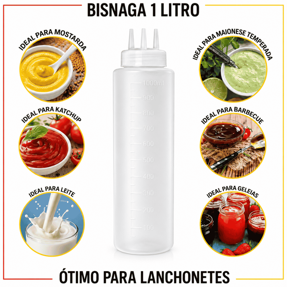 Bisnaga Modelo Vinagre e Pimenta 1L 3 Bicos Líder