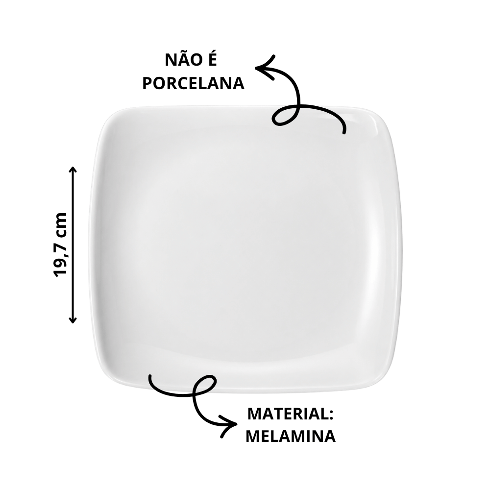 Prato Quadrado 19,7cm Premium Melamina Utilgoods