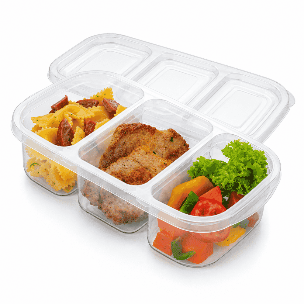 Pote com 3 Divisórias Transparente 1,1L Nitron
