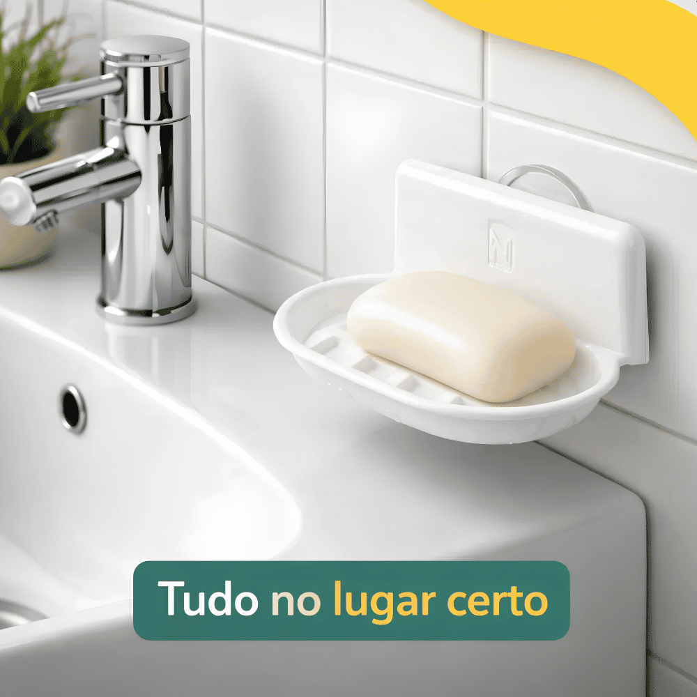 Saboneteira de Parede com Ventosa Branca Nitron