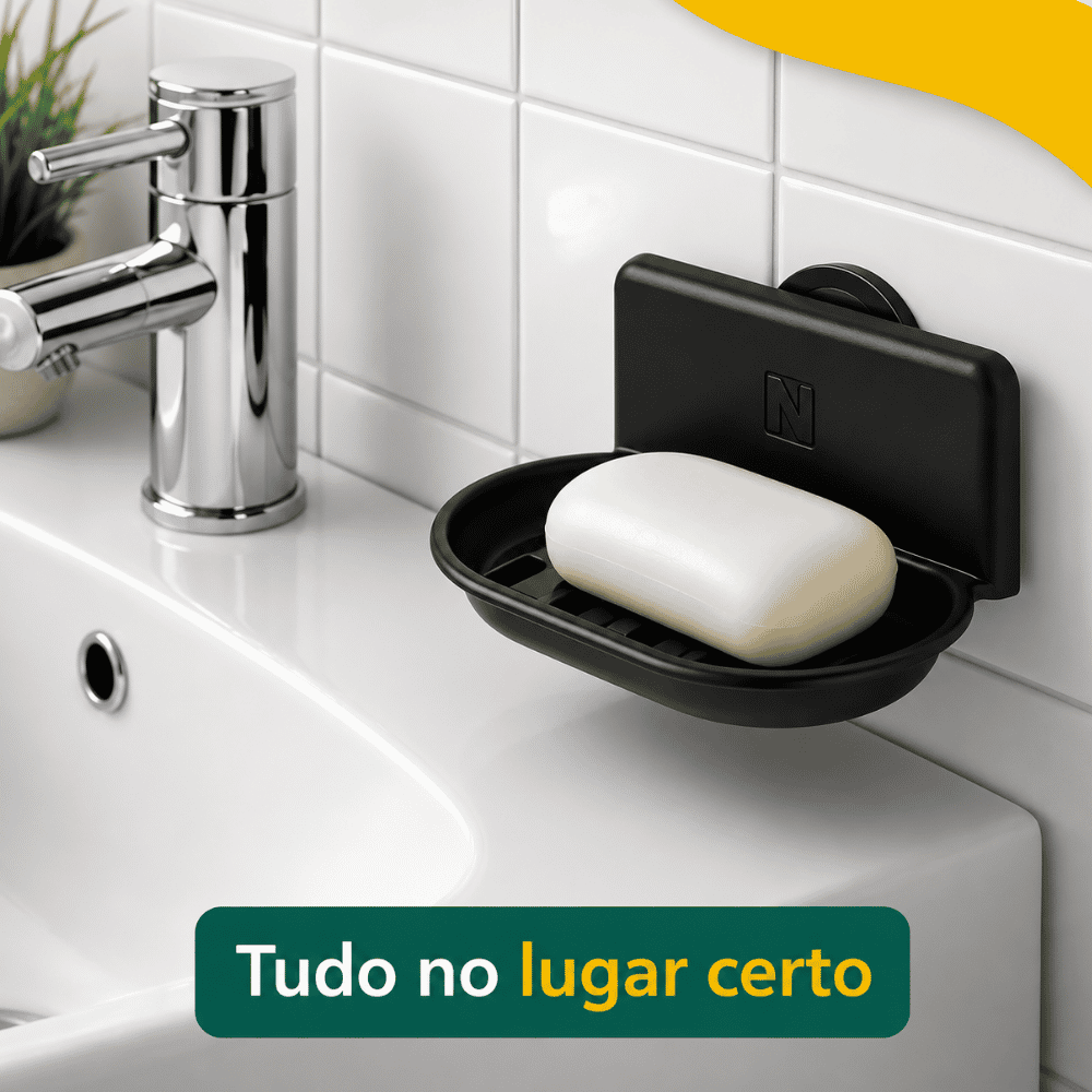 Saboneteira de Parede com Ventosa Preta Nitron