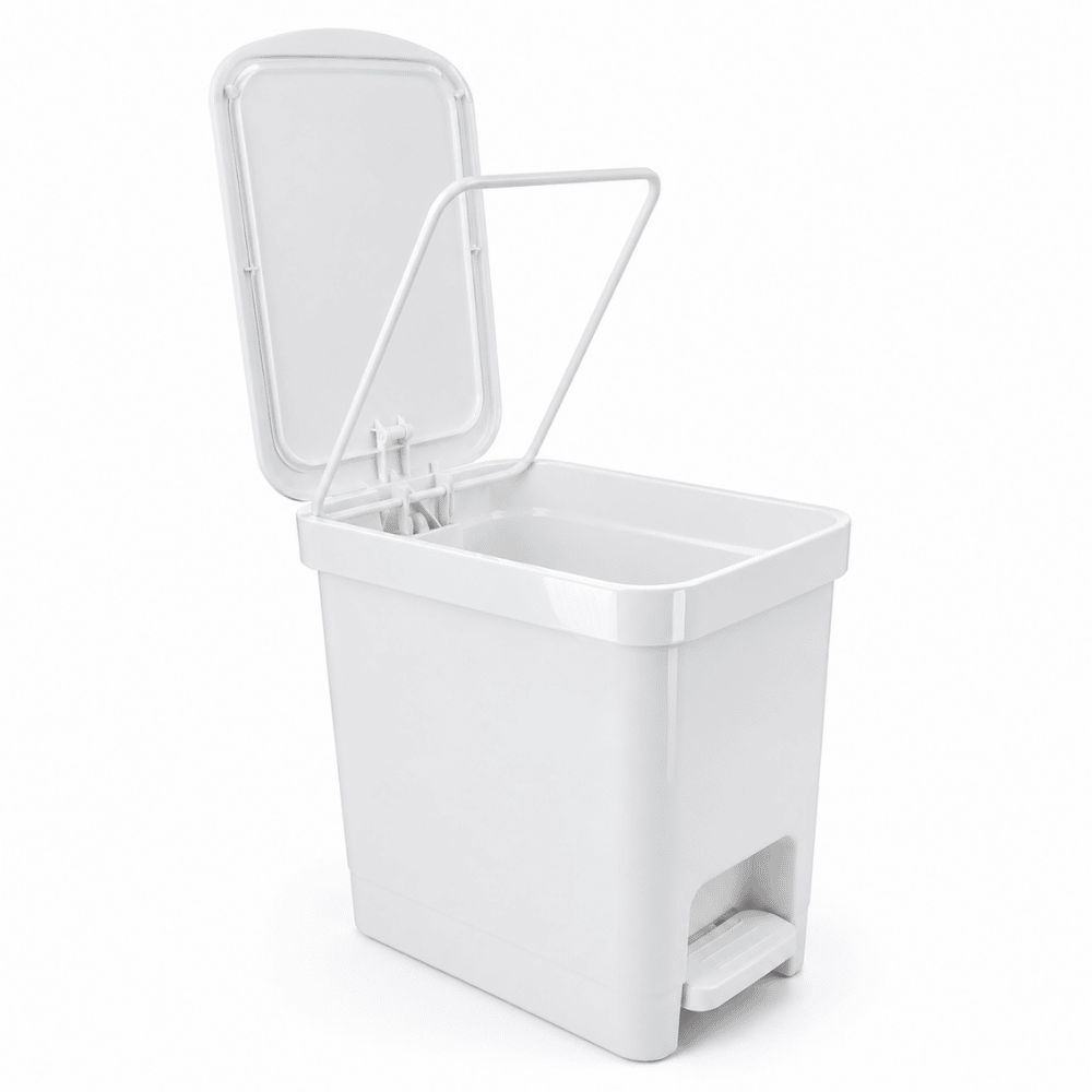 Lixeira Flat com Pedal Branca 7L Nitron