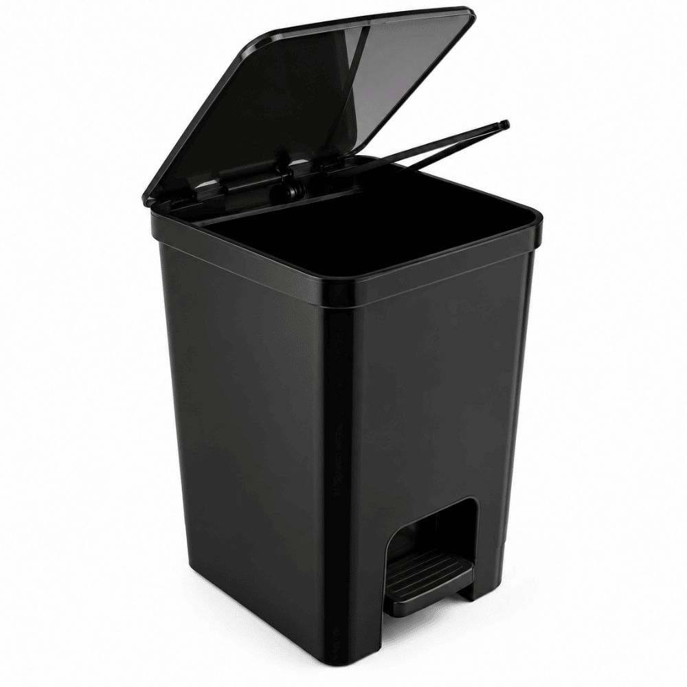 Lixeira Flat com Pedal Preta 7L Nitron