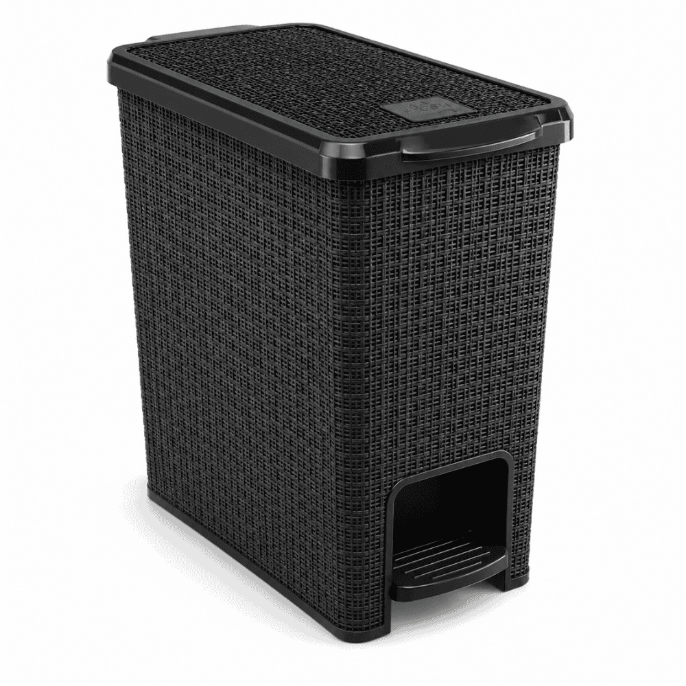 Lixeira Juta com Pedal Preta 6L Nitron
