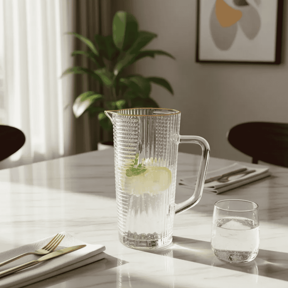 Jarra de Vidro 1300ml com Fio de Ouro Amigold