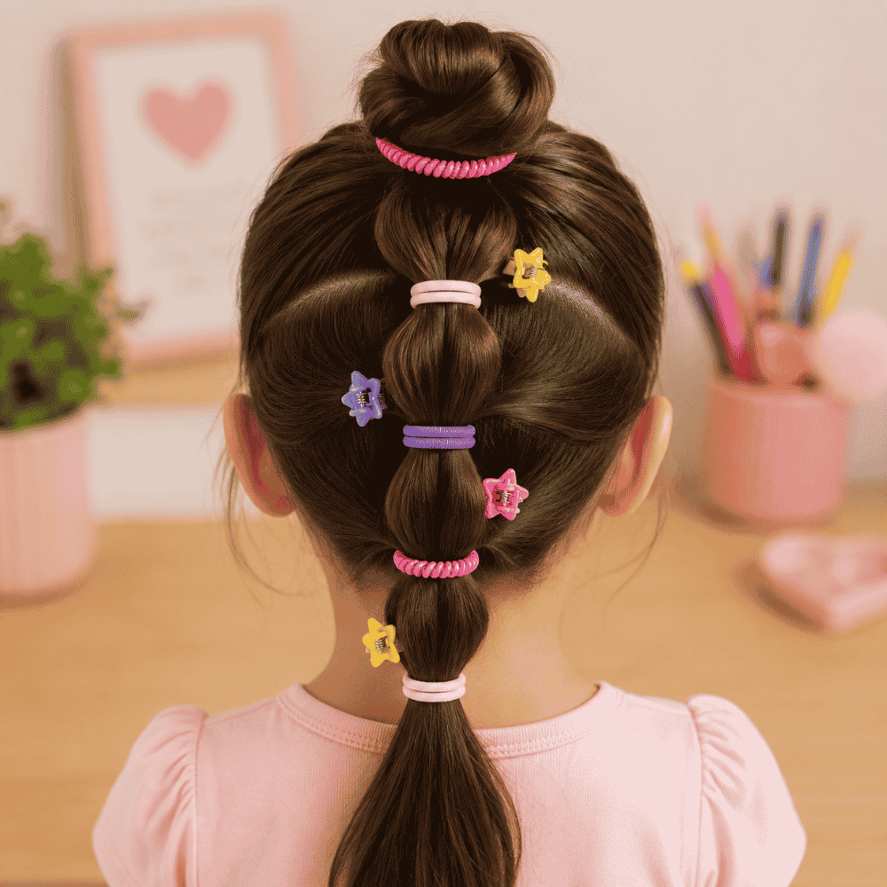 Kit Acessórios de Cabelo com 10 Presilhas e 90 Elásticos
