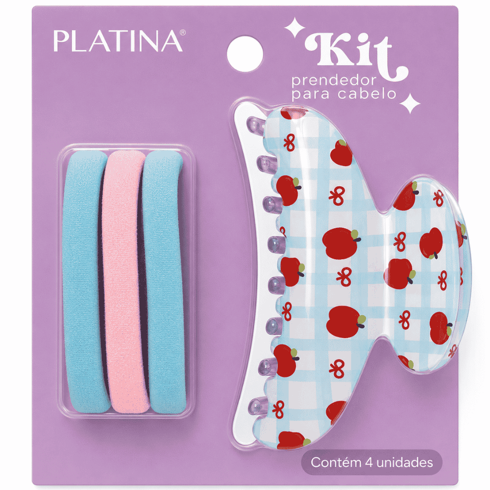 Kit Prendedor de Cabelo 4 Peças Poliéster e Plástico C3B