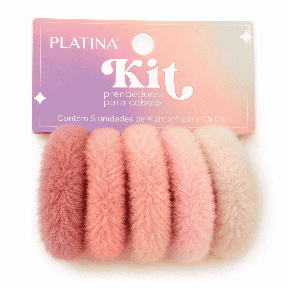 Kit 5 Prendedores de Cabelo Poliéster