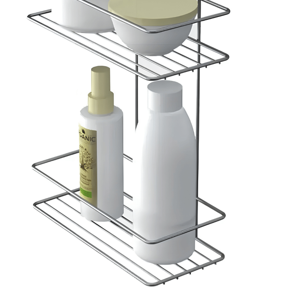 Porta Shampoo Duplo com Adesivo Cromado Stolf