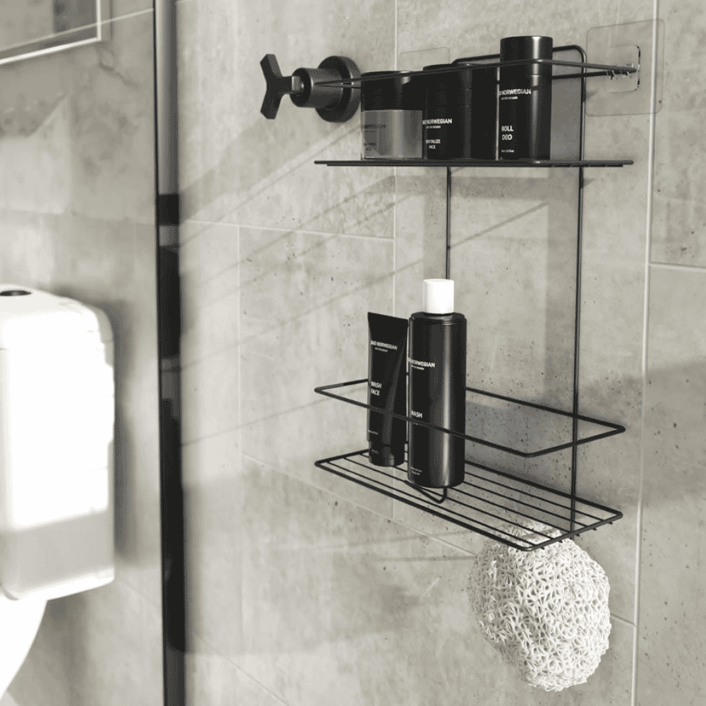 Porta Shampoo Duplo com Adesivo Linha Black Stolf
