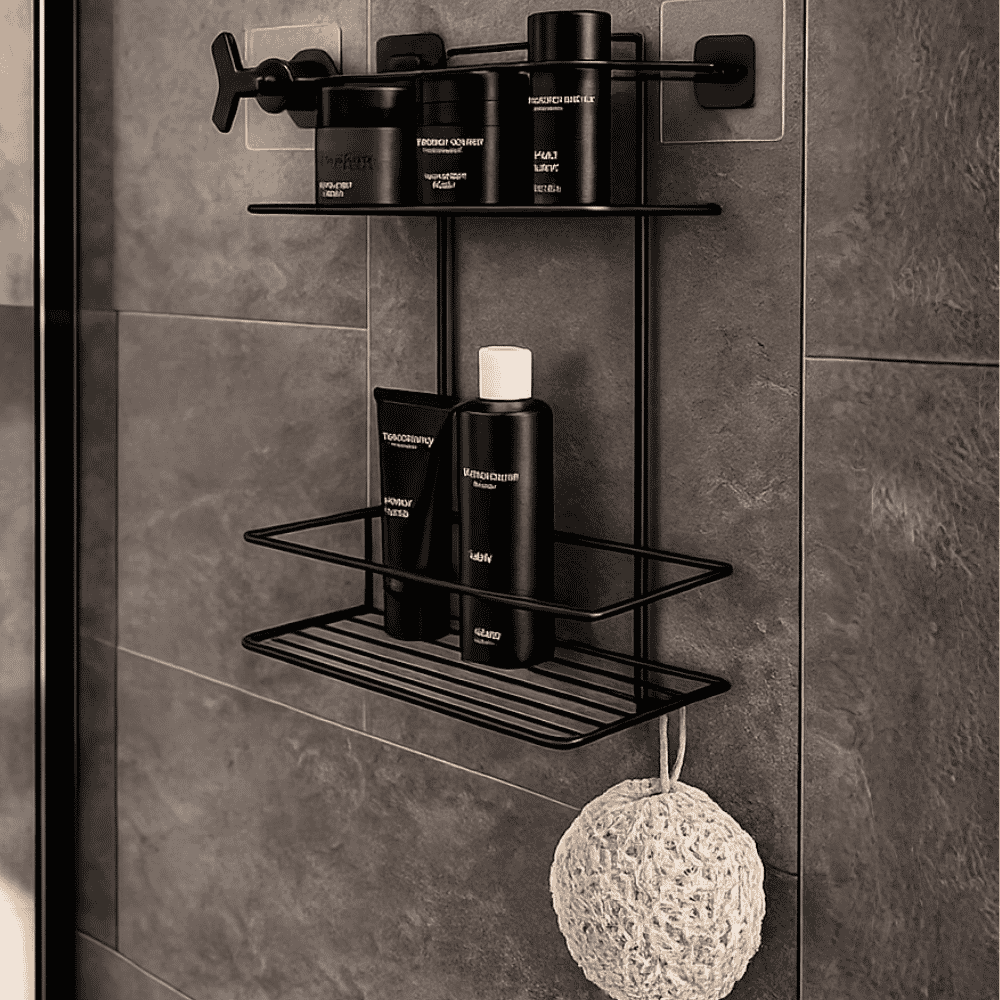 Porta Shampoo Duplo com Adesivo Linha Black Stolf