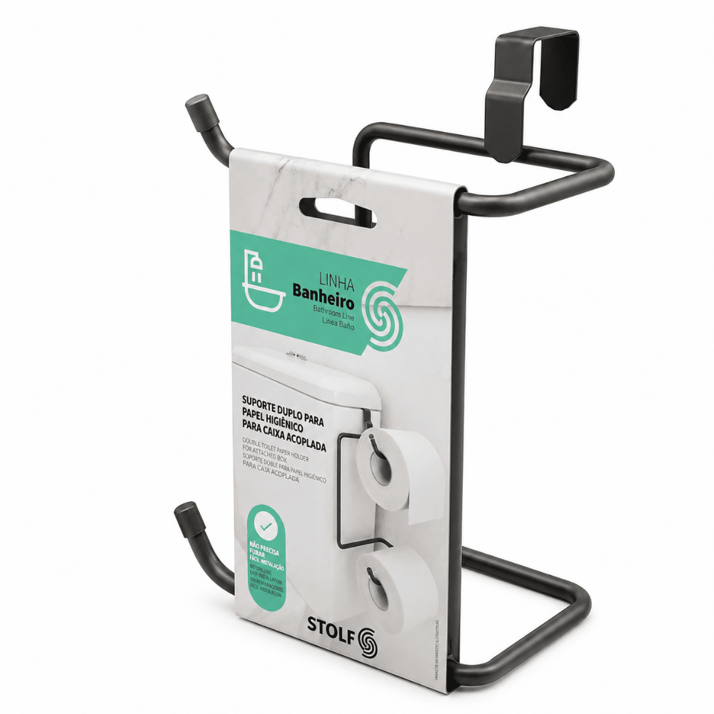 Suporte Duplo para Papel Higiênico Linha Black Stolf