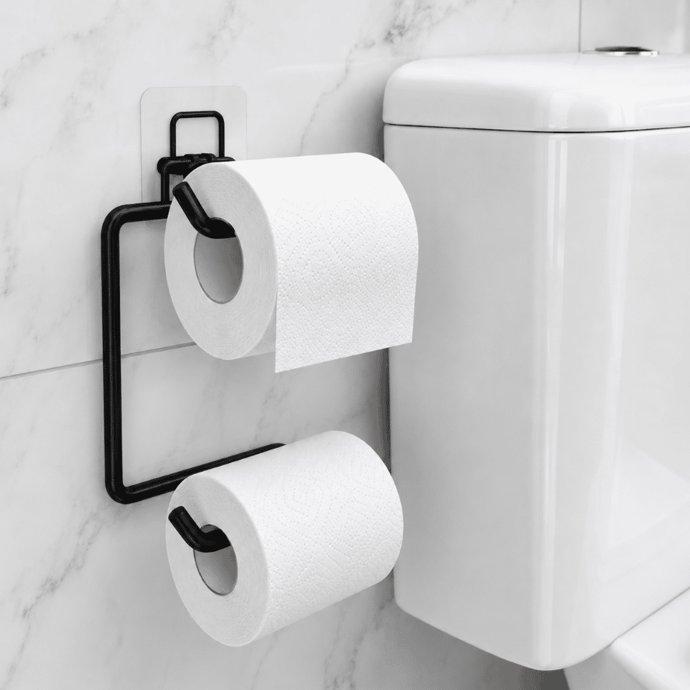 Suporte Duplo para Papel Higiênico com Adesivo Linha Black Stolf