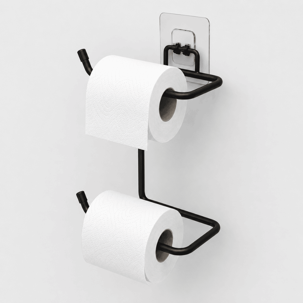 Suporte Duplo para Papel Higiênico com Adesivo Linha Black Stolf