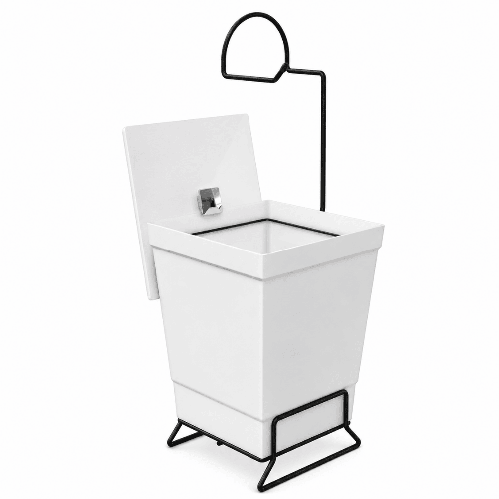 Suporte para Papel Higiênico com Lixeira Branca Stolf