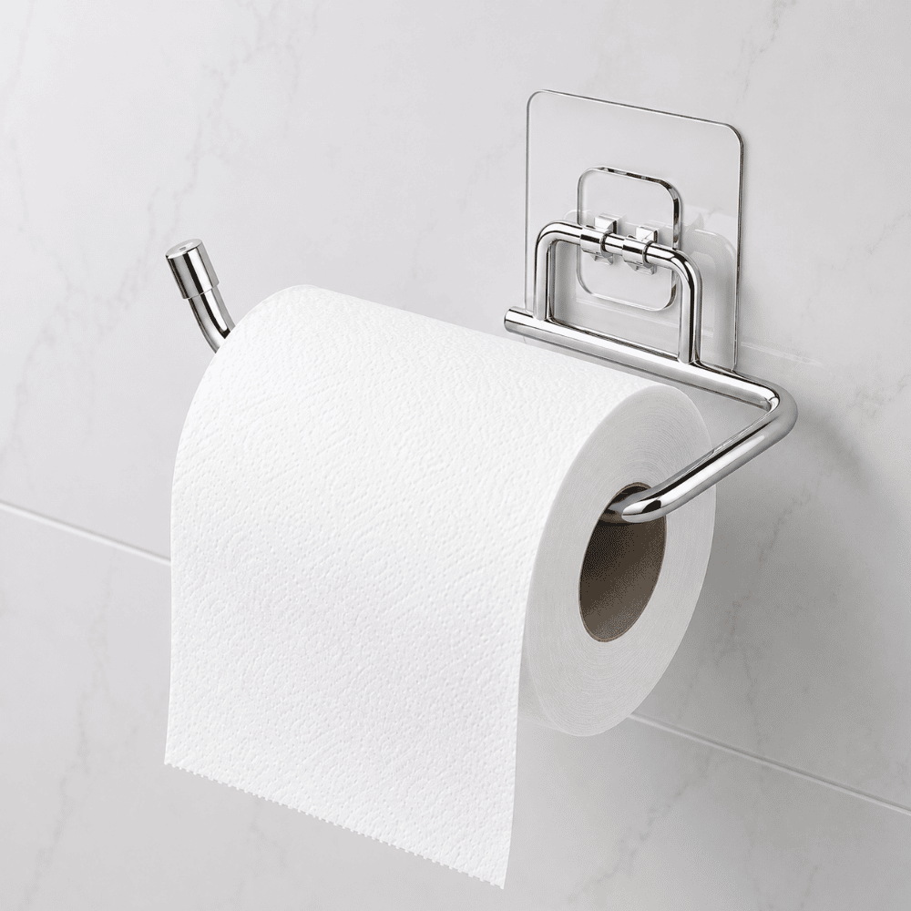 Suporte para Papel Higiênico com Adesivo Cromado Stolf