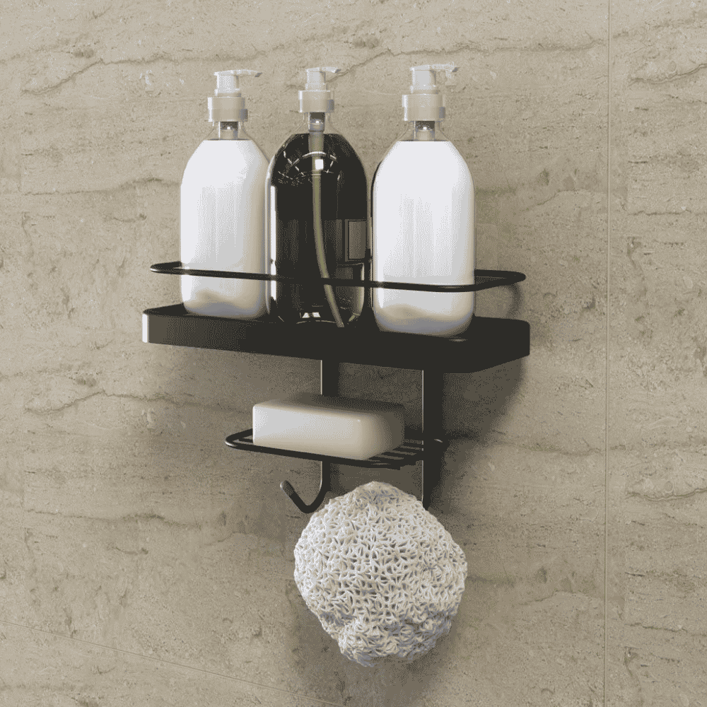 Suporte Shampoo e Sabonete Retangular Linha Black Stolf